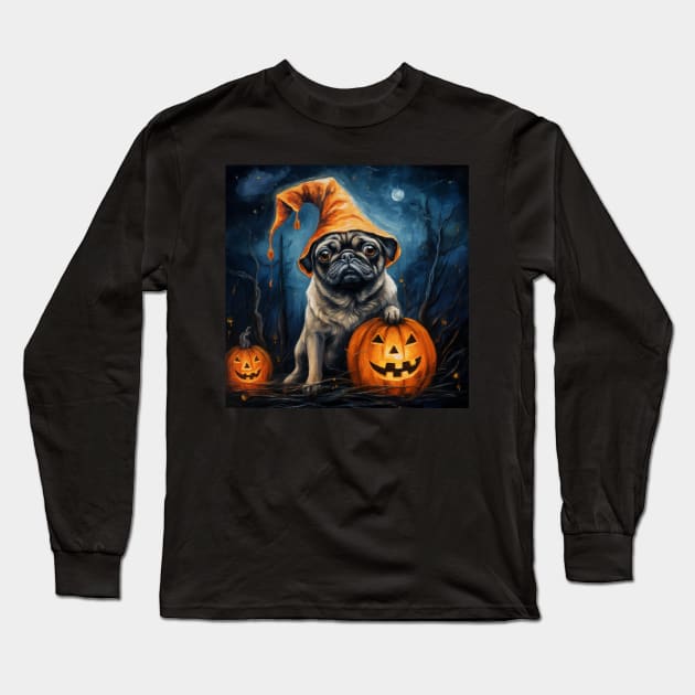 Cream Pug Halloween Long Sleeve T-Shirt by NatashaCuteShop